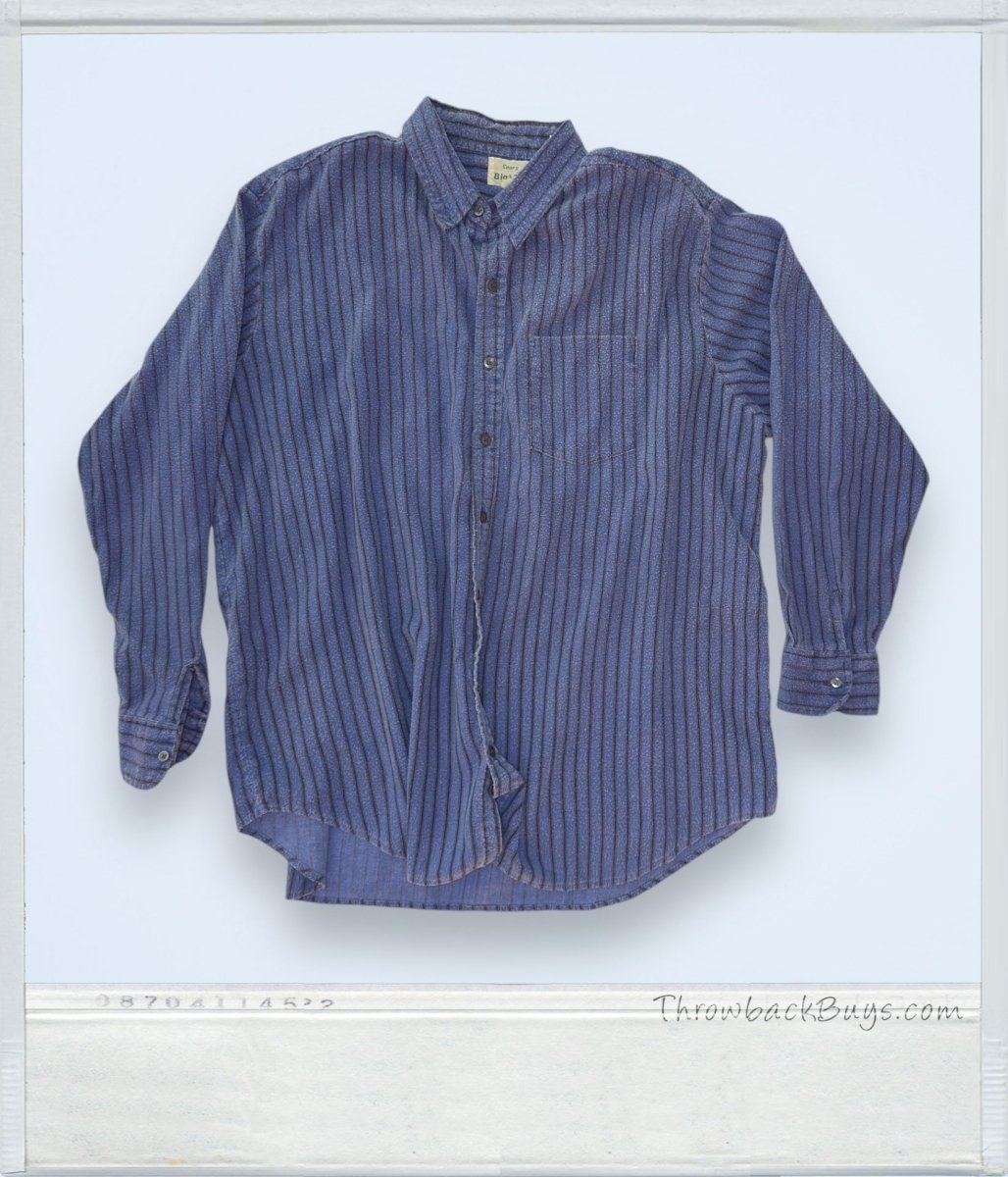 Vintage - Sears Men's Big & Tall Blue Cotton Button Up Shirt - Shirts - ThrowbackBuys - ThrowbackBuys
