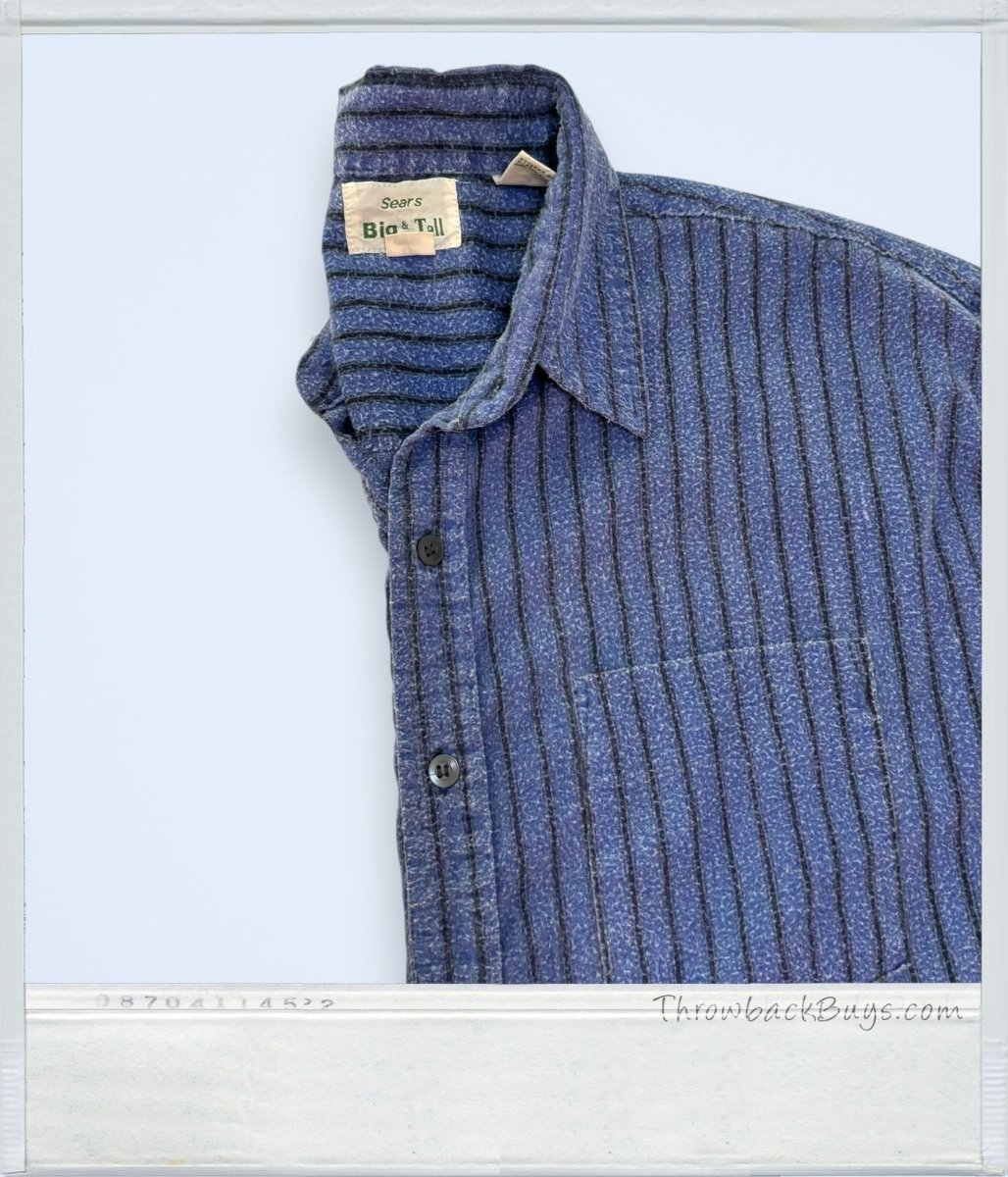 Vintage - Sears Men's Big & Tall Blue Cotton Button Up Shirt - Shirts - ThrowbackBuys - ThrowbackBuys