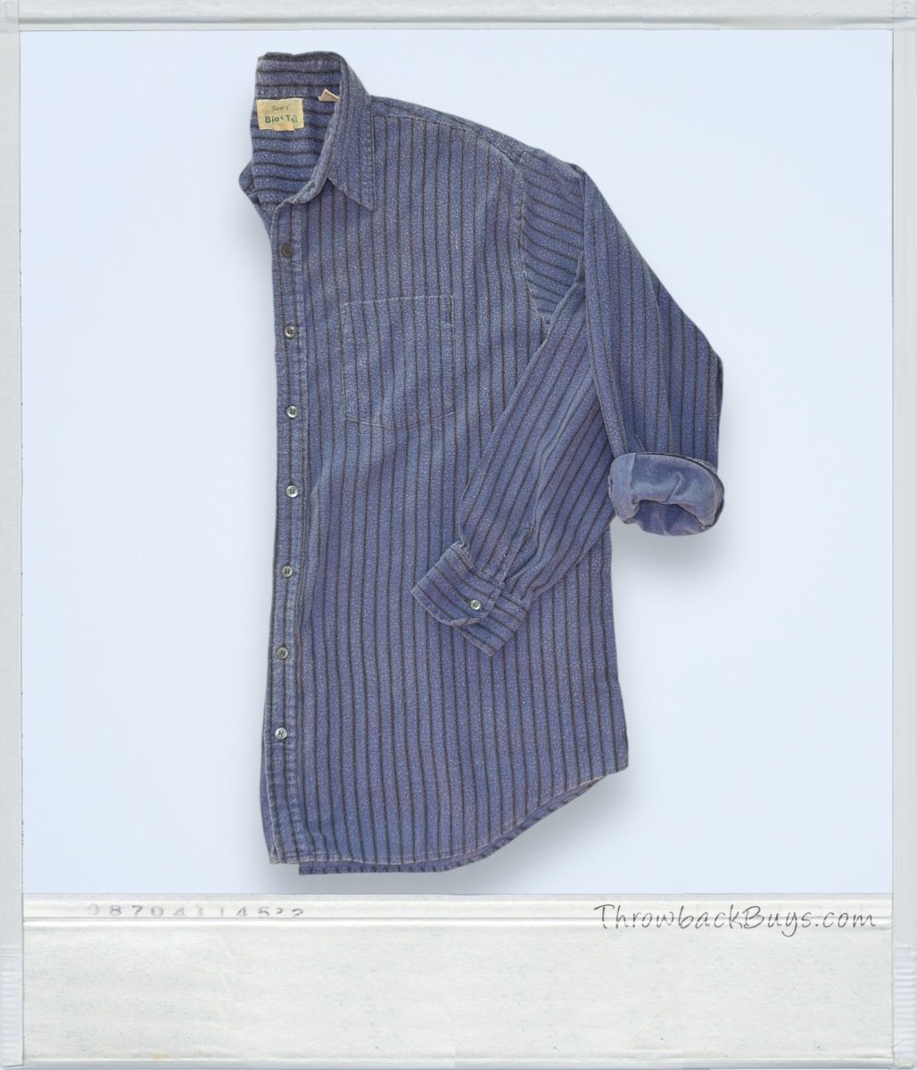 Vintage - Sears Men's Big & Tall Blue Cotton Button Up Shirt - Shirts - ThrowbackBuys - ThrowbackBuys
