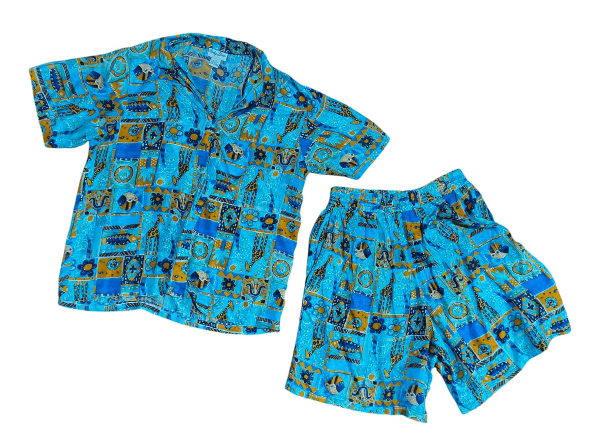 Vintage Silk Lady Bear 2 Piece Outfit (Tropical Fish) - Outfit Sets - ThrowbackBuys - Shiznit
