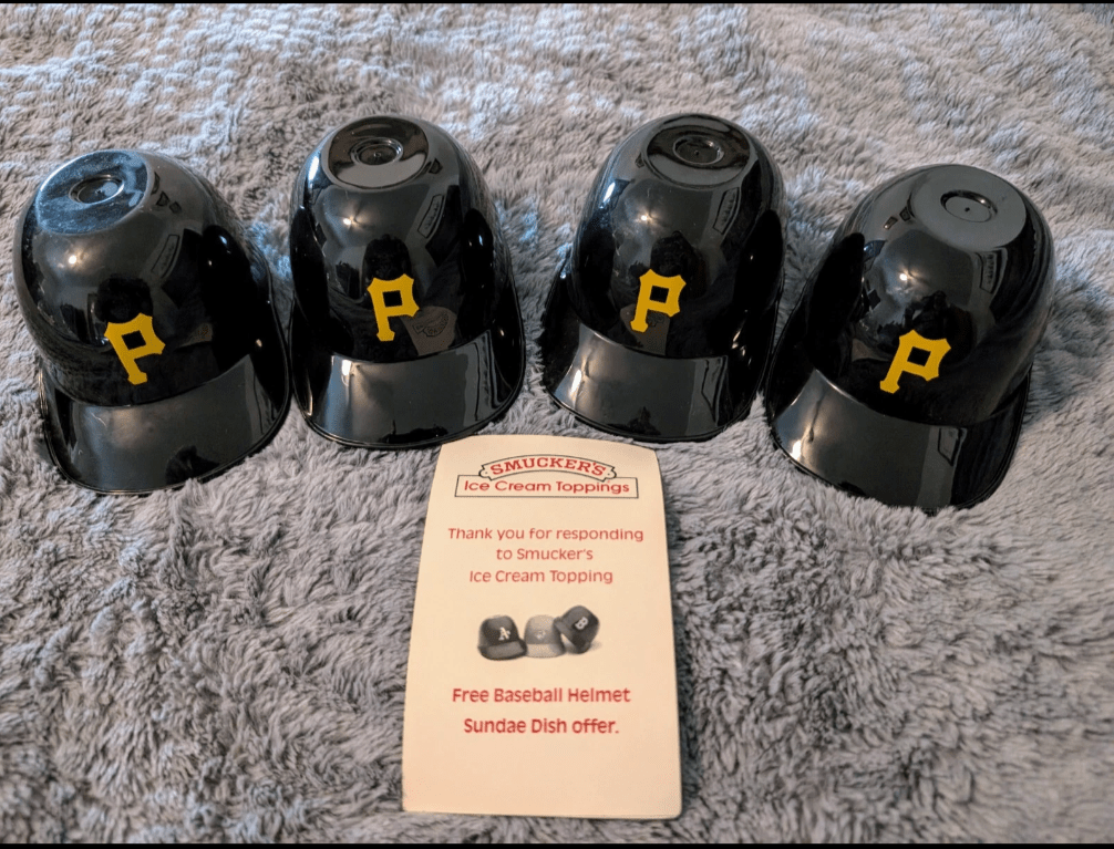 Vintage Smucker's Ice Cream Sundae 4 Pittsburgh Pirates Helmets 1990s 90s Black - Sports Memorabilia - ThrowbackBuys - Ninelivesvintage