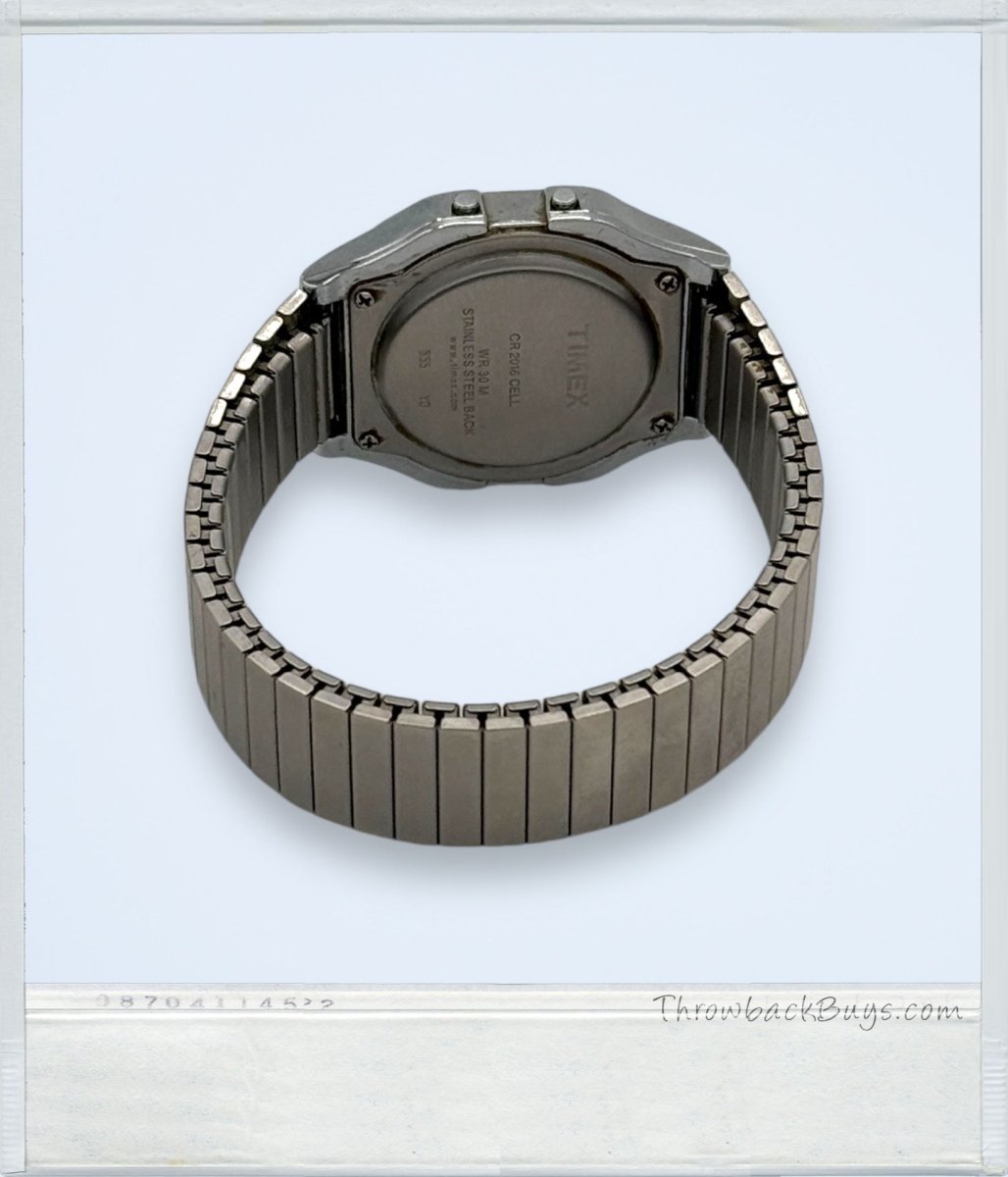 Vintage Style - Timex Stainless Steel Digital Watch With Elastic Band - Watches - ThrowbackBuys - ThrowbackBuys