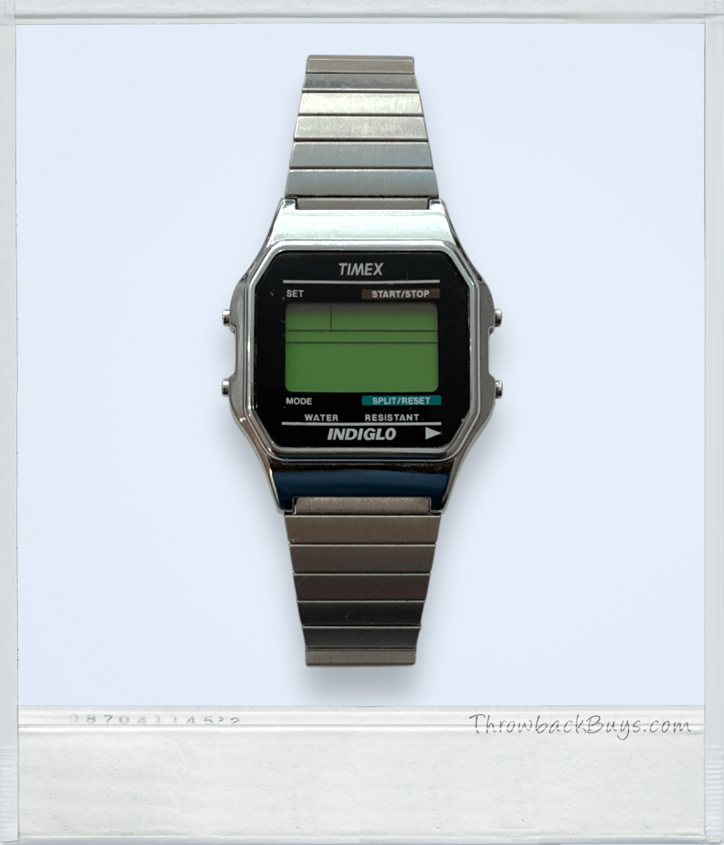 Vintage Style - Timex Stainless Steel Digital Watch With Elastic Band - Watches - ThrowbackBuys - ThrowbackBuys