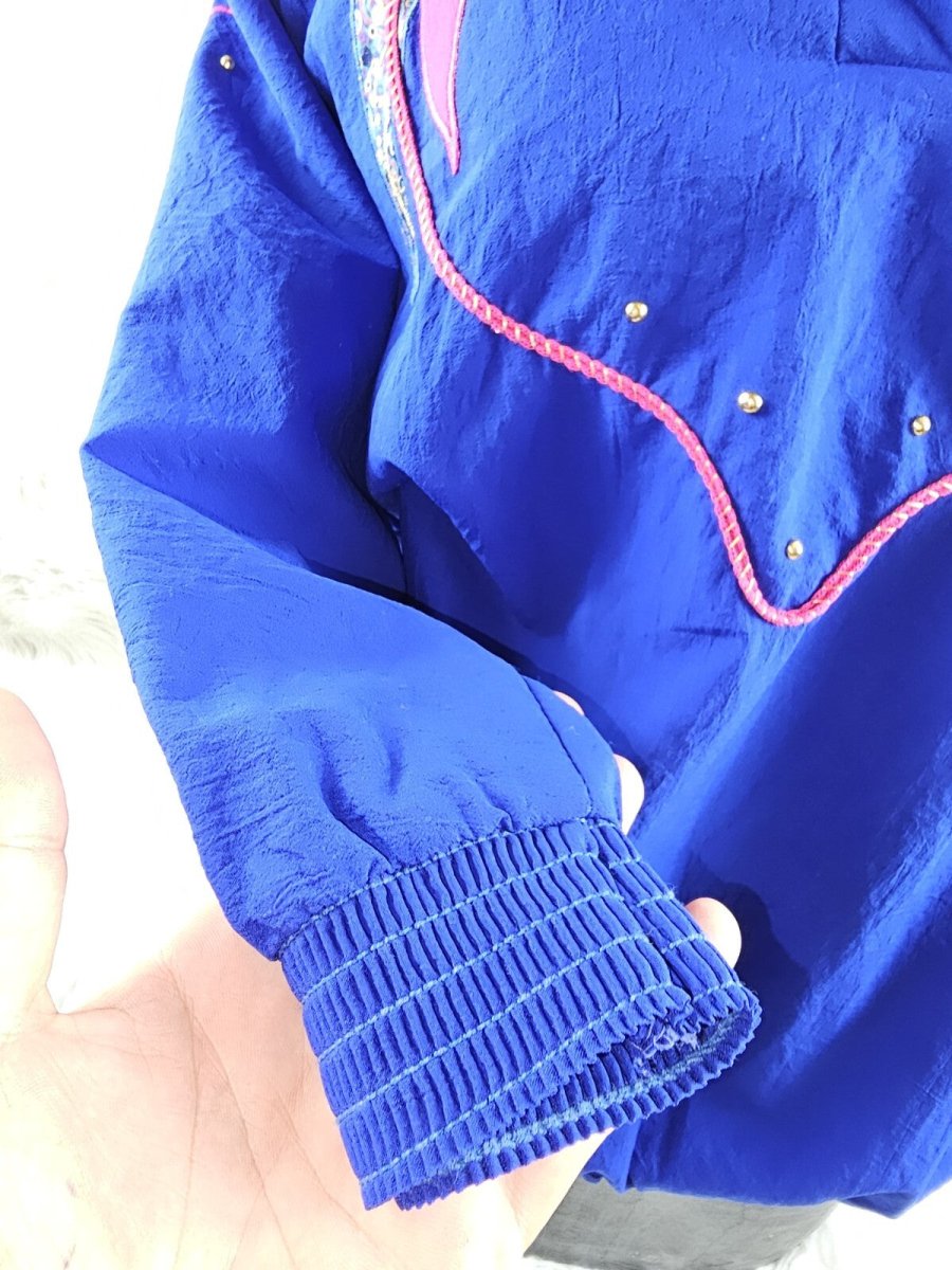Vintage Super Lite Blue/Pink Windbreaker like jacket - Embroidery and Beaded - Jackets - ThrowbackBuys - The Thrifty Gypsyy Shop