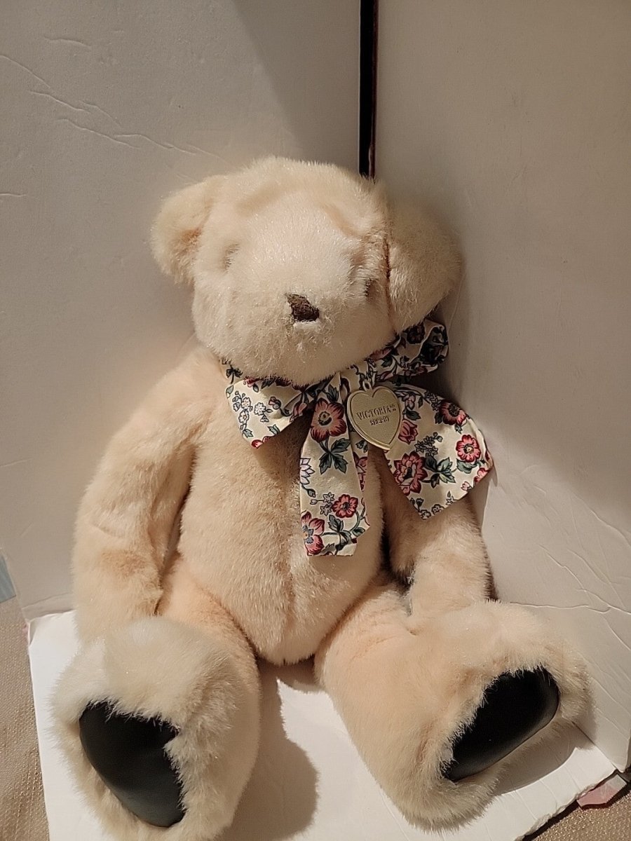 Vintage Victoria's Secret Gund Plush Teddy Bear Pink Floral Bow 1992 - Plushies - ThrowbackBuys - Amanda's Awesome Finds