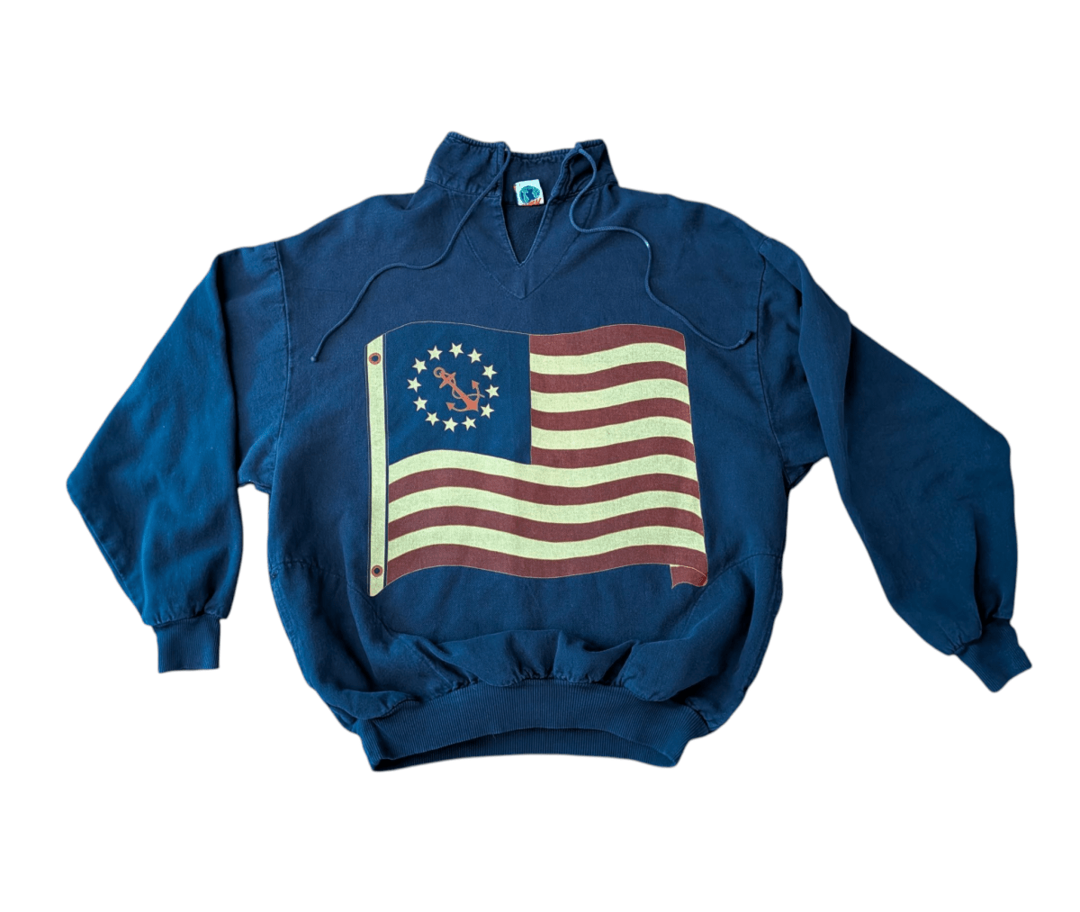 Vintage WEK American Flag Cinch Pullover - Sweaters - ThrowbackBuys - Shiznit
