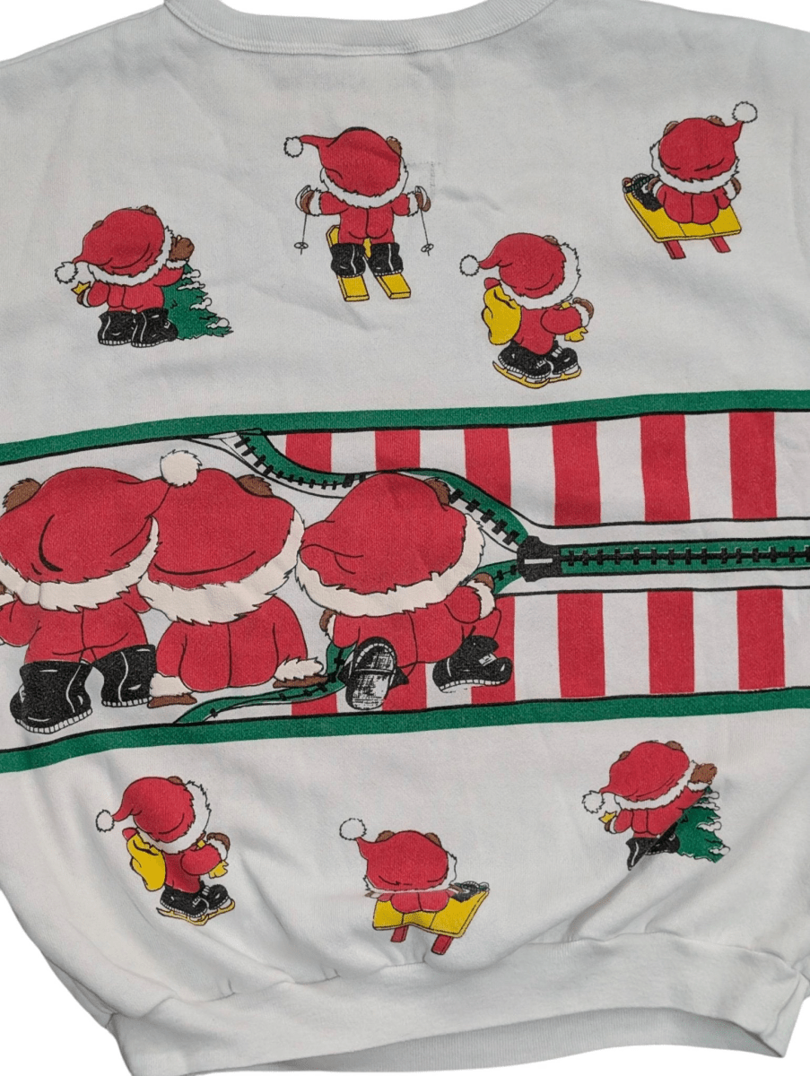 Vintage White Bijo 3/4 Christmas Bear Sweater - Sweaters - ThrowbackBuys - Shiznit