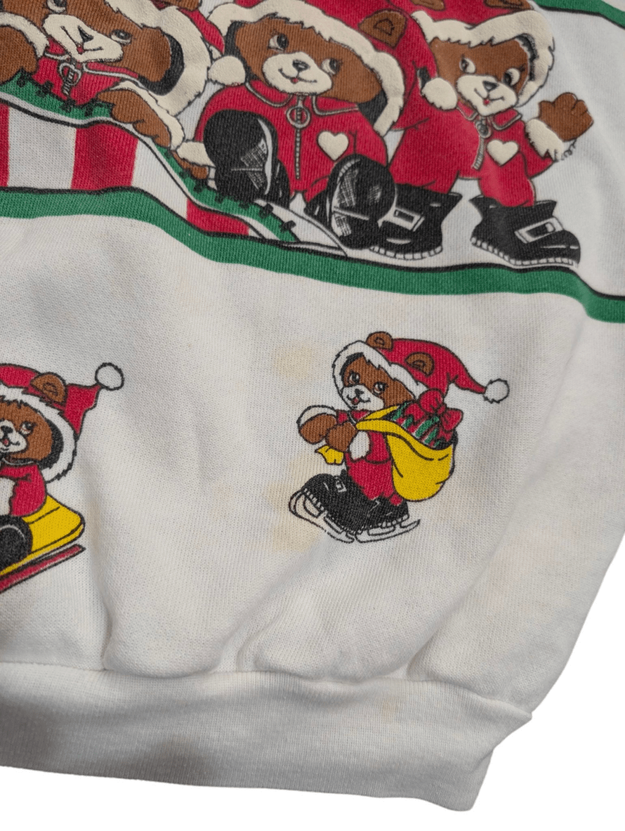 Vintage White Bijo 3/4 Christmas Bear Sweater - Sweaters - ThrowbackBuys - Shiznit