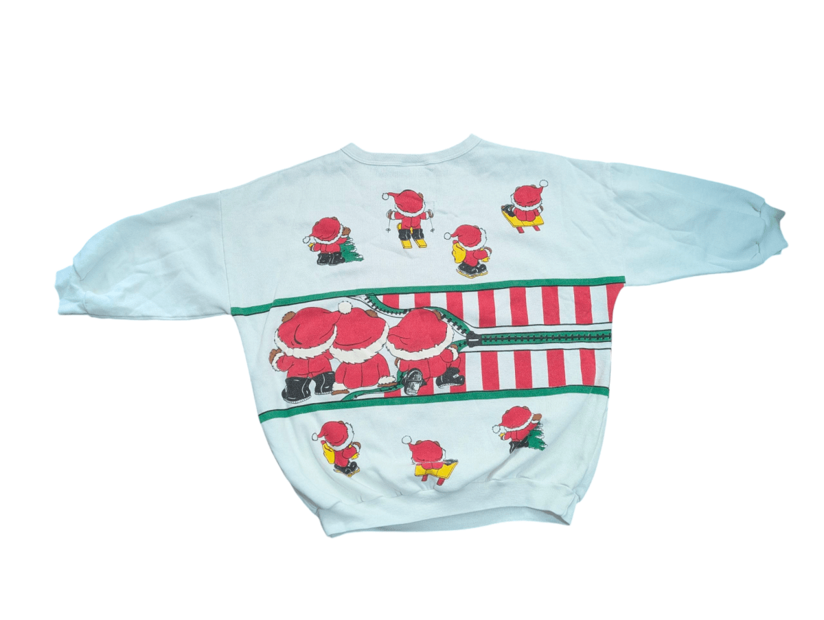 Vintage White Bijo 3/4 Christmas Bear Sweater - Sweaters - ThrowbackBuys - Shiznit