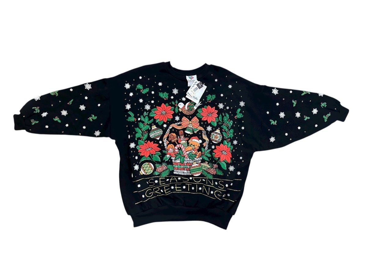 Vintage Women’s 20W Nutcracker Black Christmas Seasons Greetings Sweatshirt USA - Sweatshirts - ThrowbackBuys - Abunnysvintageco