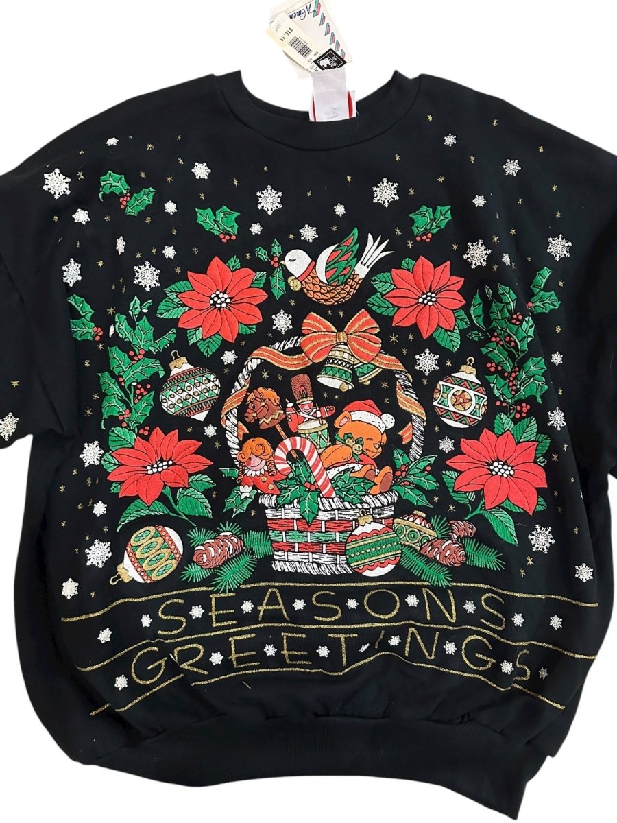 Vintage Women’s 20W Nutcracker Black Christmas Seasons Greetings Sweatshirt USA - Sweatshirts - ThrowbackBuys - Abunnysvintageco