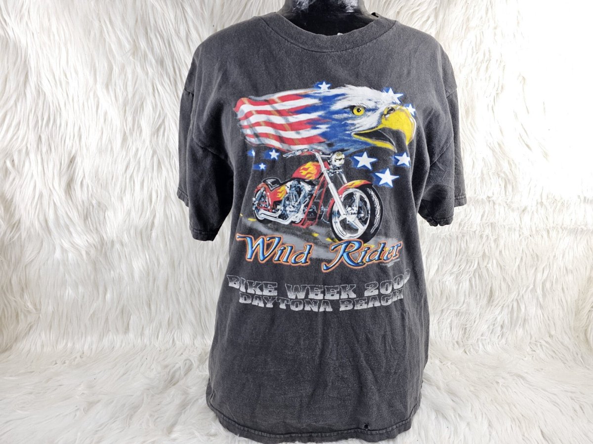 Vintage Y2K 2000s Daytona Beach Bike Week Motorcyke Graphic Long Sleeve Shirt L - Long Sleeve T-Shirt - ThrowbackBuys - The Thrifty Gypsyy Shop
