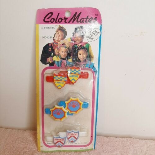 vtg 1990s Color Mates NOS 6 pack STUDENT/SCHOOL/CAMPUS Barrettes Shalom 60040BA - Accessories - ThrowbackBuys - Susieqnejp