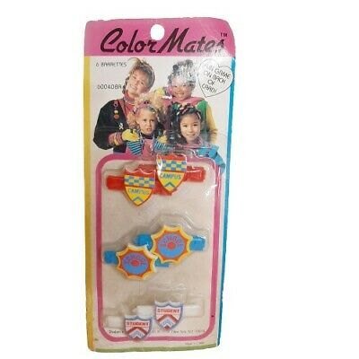 vtg 1990s Color Mates NOS 6 pack STUDENT/SCHOOL/CAMPUS Barrettes Shalom 60040BA - Accessories - ThrowbackBuys - Susieqnejp