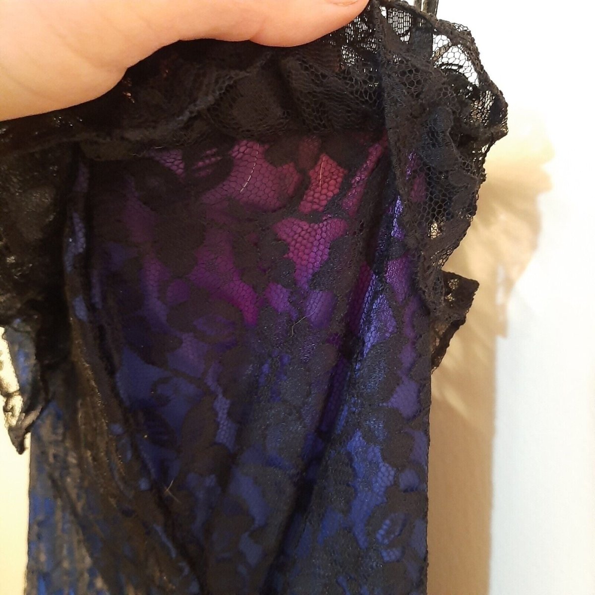 Vtg 7 GUNNE SAX Jessica McClintock Lace Prom Dress Party Gown Blue/Black DAMAGED - Dresses - ThrowbackBuys - Susieqnejp