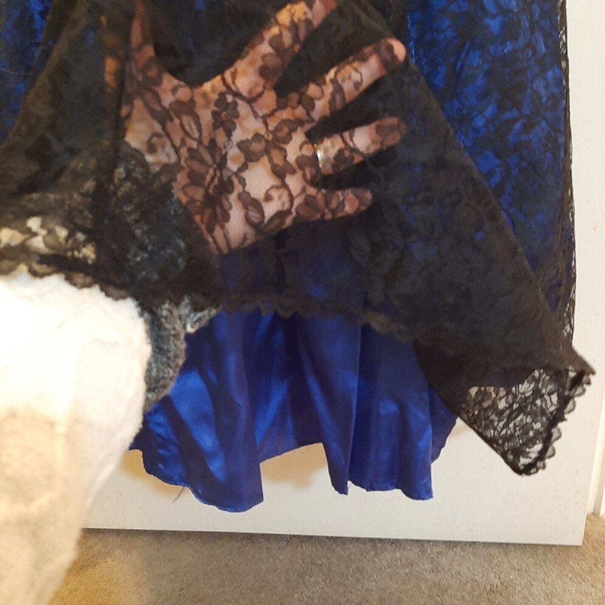 Vtg 7 GUNNE SAX Jessica McClintock Lace Prom Dress Party Gown Blue/Black DAMAGED - Dresses - ThrowbackBuys - Susieqnejp