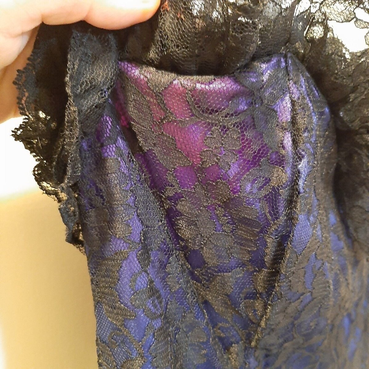 Vtg 7 GUNNE SAX Jessica McClintock Lace Prom Dress Party Gown Blue/Black DAMAGED - Dresses - ThrowbackBuys - Susieqnejp