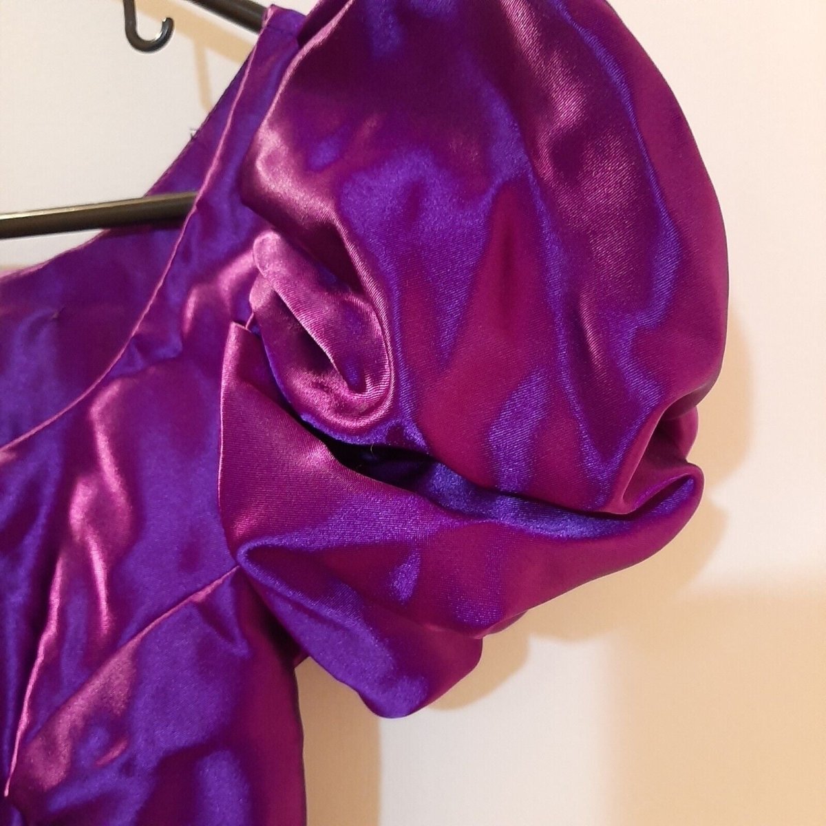 Vtg 7/8 Alfred Angelo Purple Satin Prom Bridesmaid Dress Gown Puff Sleeves USA - Dresses - ThrowbackBuys - Susieqnejp