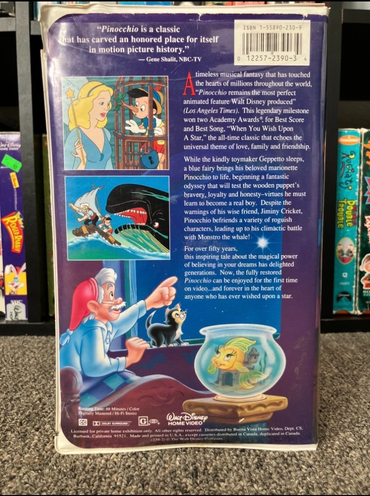 Walt Disney's Masterpiece Pinocchio VHS - VHS - ThrowbackBuys - The Rickstalgia Shop