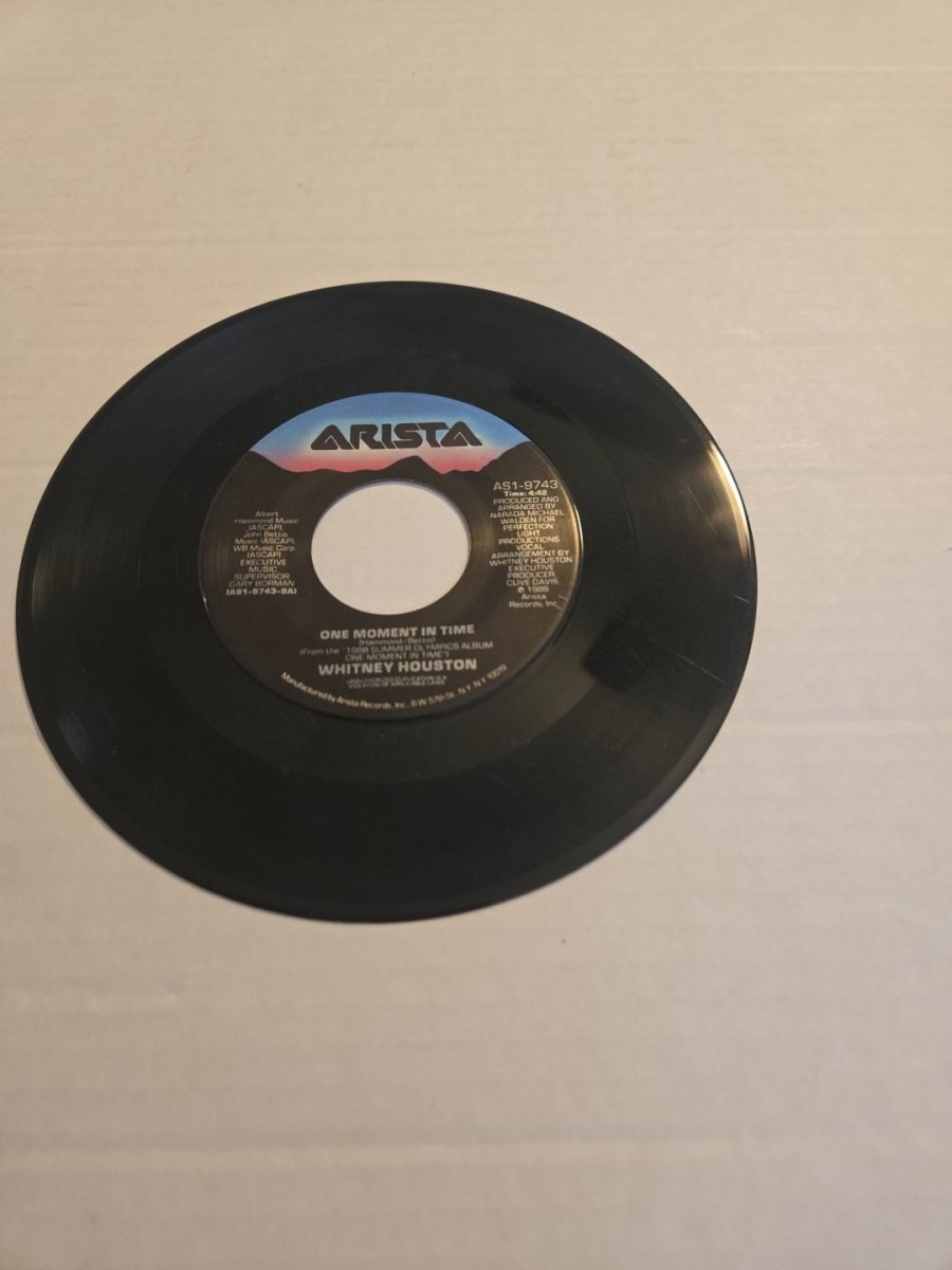 Whitney Houston One Moment in Time 1988 Olympics 45 RPM Vinyl Record - Vinyl - ThrowbackBuys - Amanda's Awesome Finds