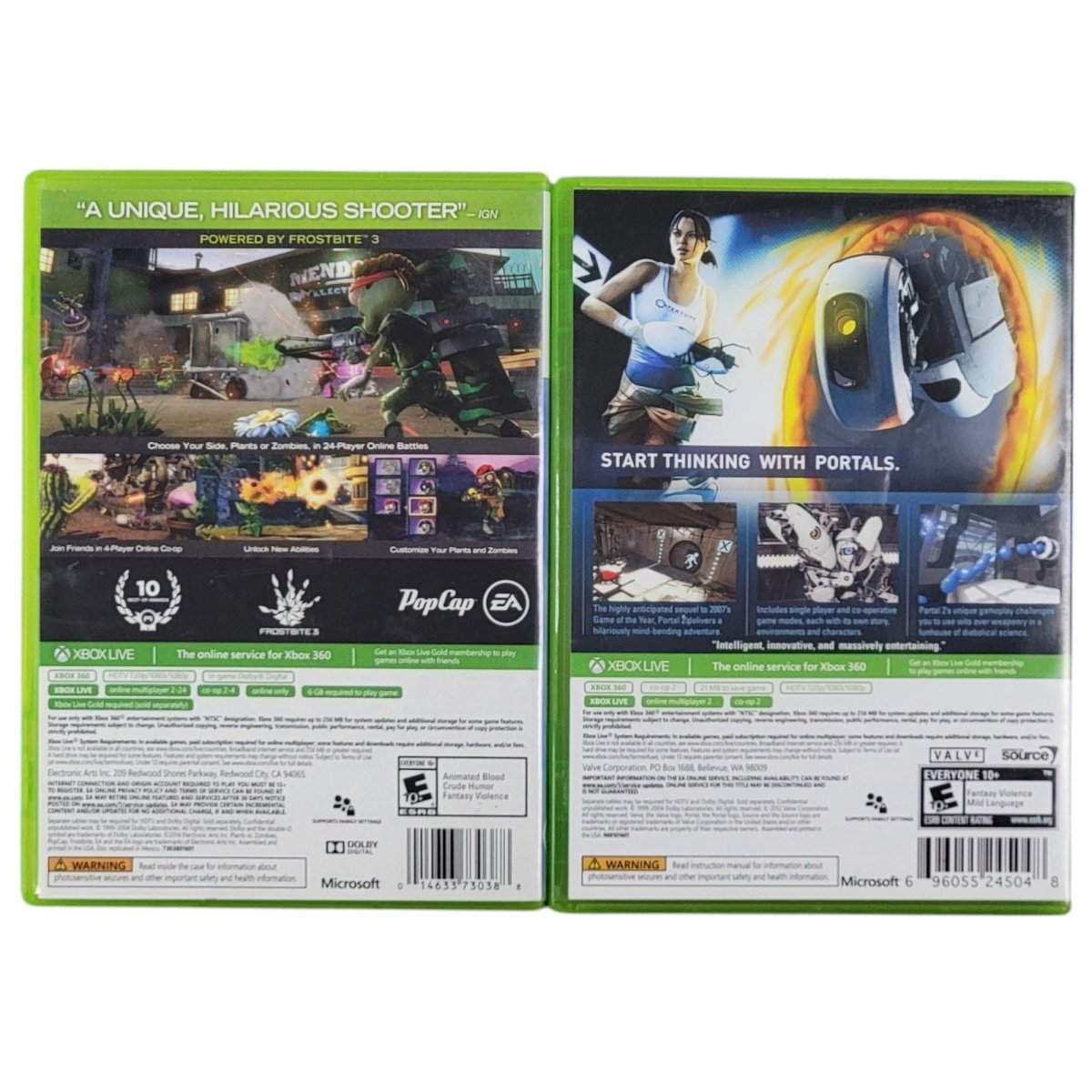 Xbox 360 Games - Portal 2 & Plants VS Zombies Garden Warfare - Video Games - ThrowbackBuys - A N E 1 Stop Shop
