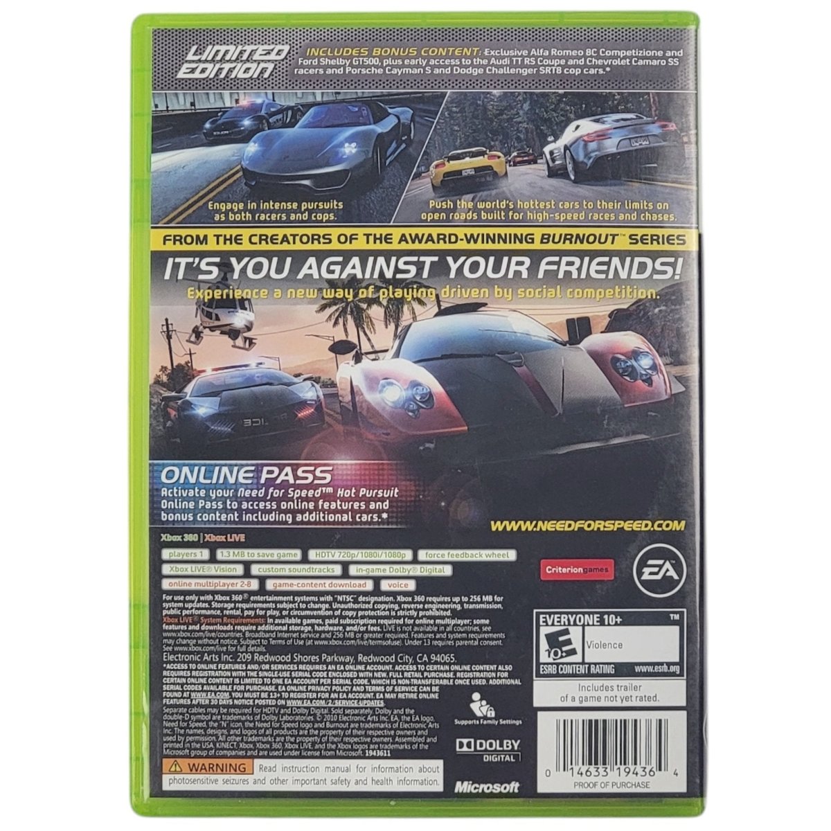 Xbox 360 Need for Speed Hot Pursuit Limited Edition Game - 2010 - Video Games - ThrowbackBuys - A N E 1 Stop Shop