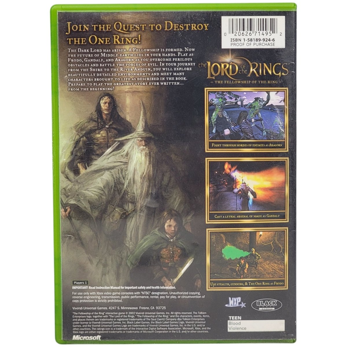 Xbox Lord of the Rings The Fellowship of the Ring & More 2002 / 2003 - Video Games - ThrowbackBuys - A N E 1 Stop Shop