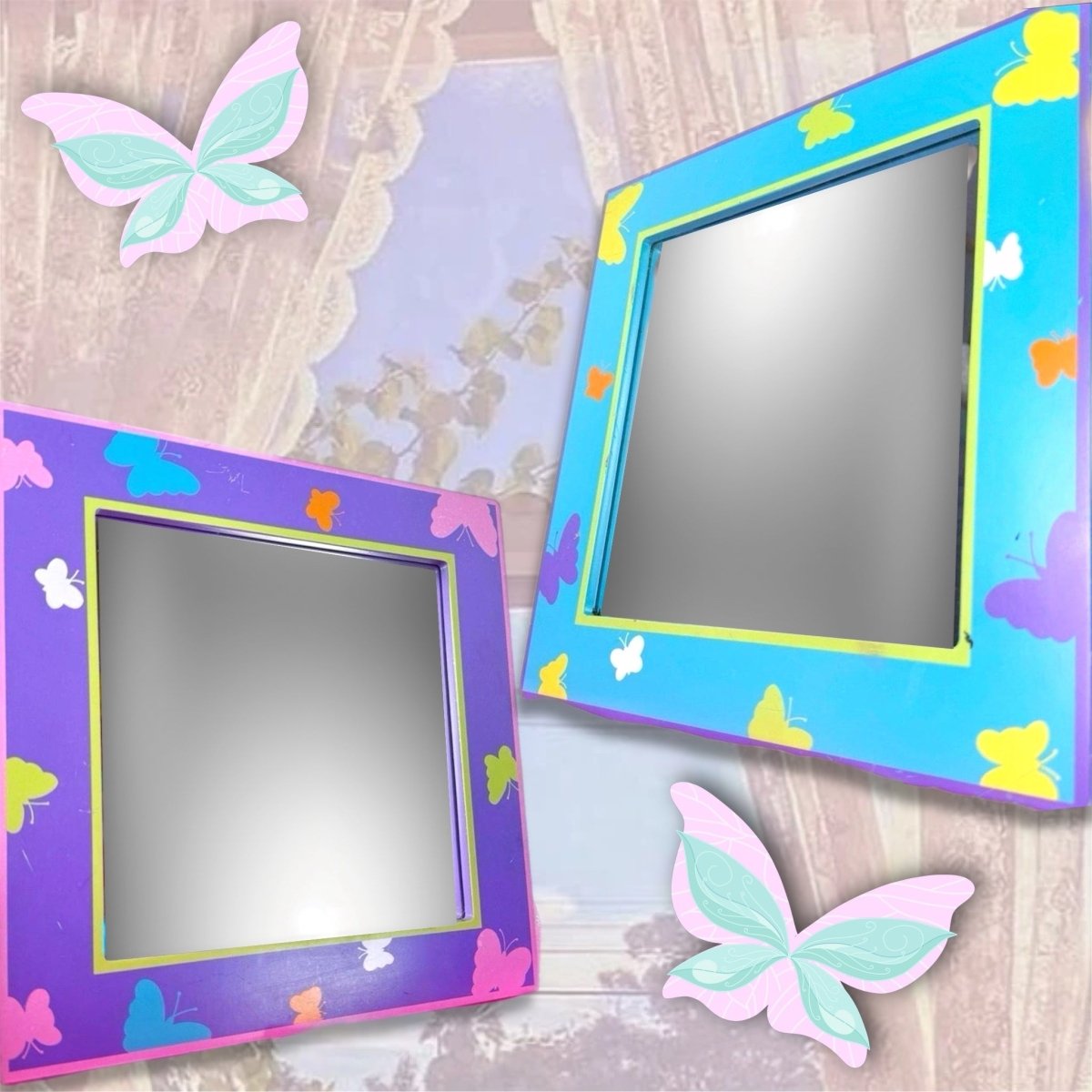 Y2K Butterfly Mirror Set – 2000s Nostalgia Room Decor - Decor - ThrowbackBuys - Starbunnyvintage