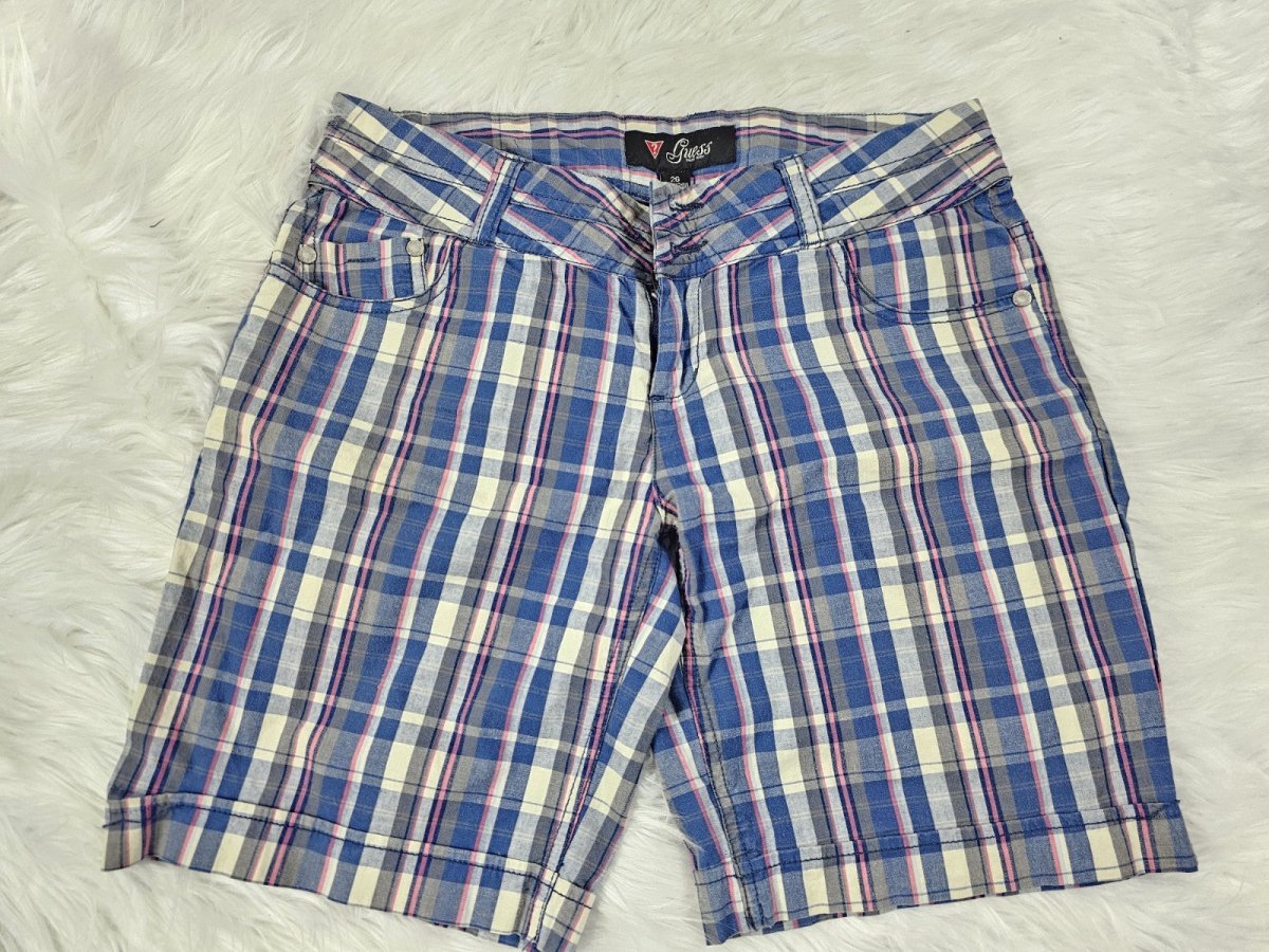 Y2K - GUESS Striped Shorts Women's Blue W26 Discontinued - Shorts - ThrowbackBuys - The Thrifty Gypsyy Shop
