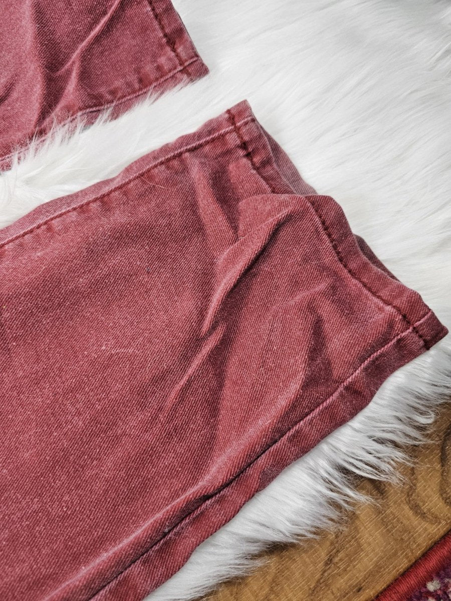 Y2K - Guess Washed Red Denim Jeans Baggy Taper Size 31 USA - Pants - ThrowbackBuys - The Thrifty Gypsyy Shop