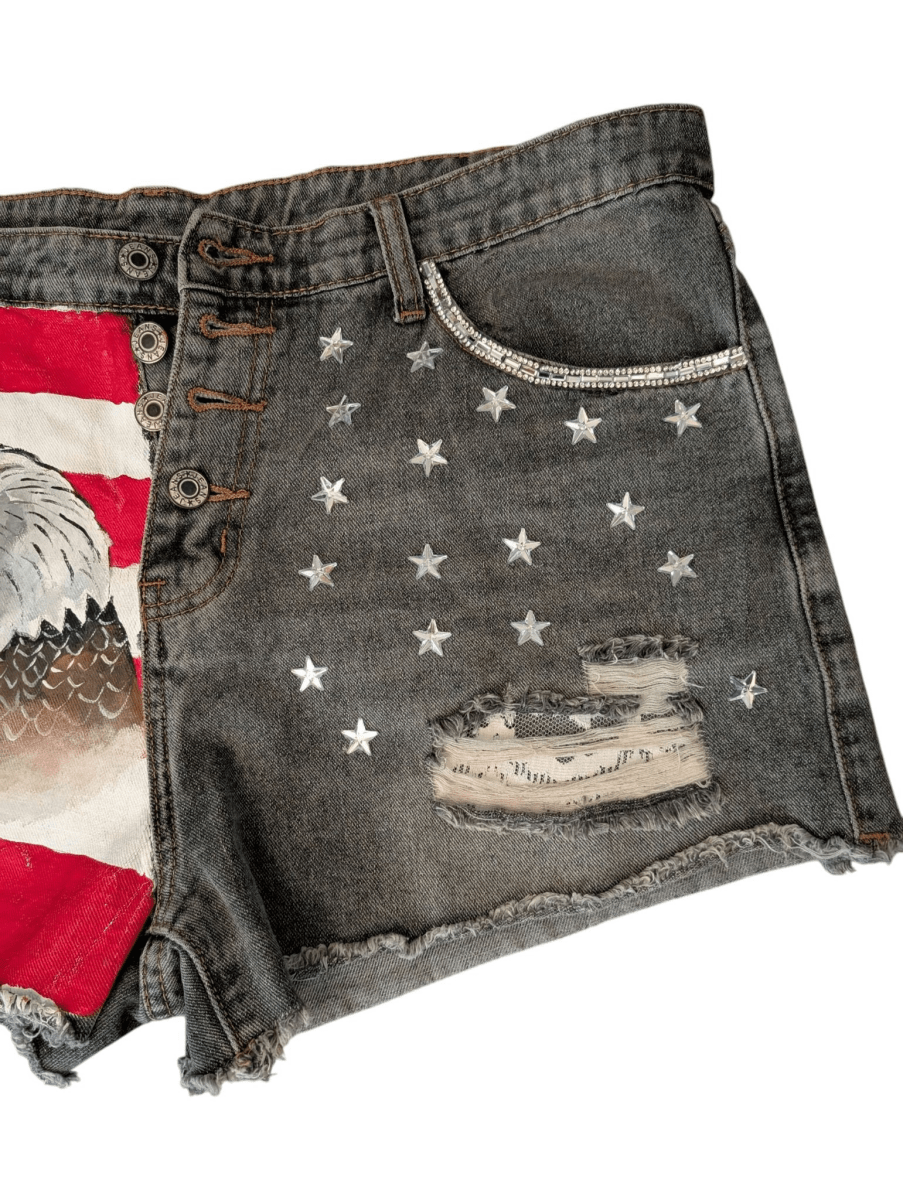 Y2K - Inspired Bald Eagle Shorts - Shorts - ThrowbackBuys - Shiznit