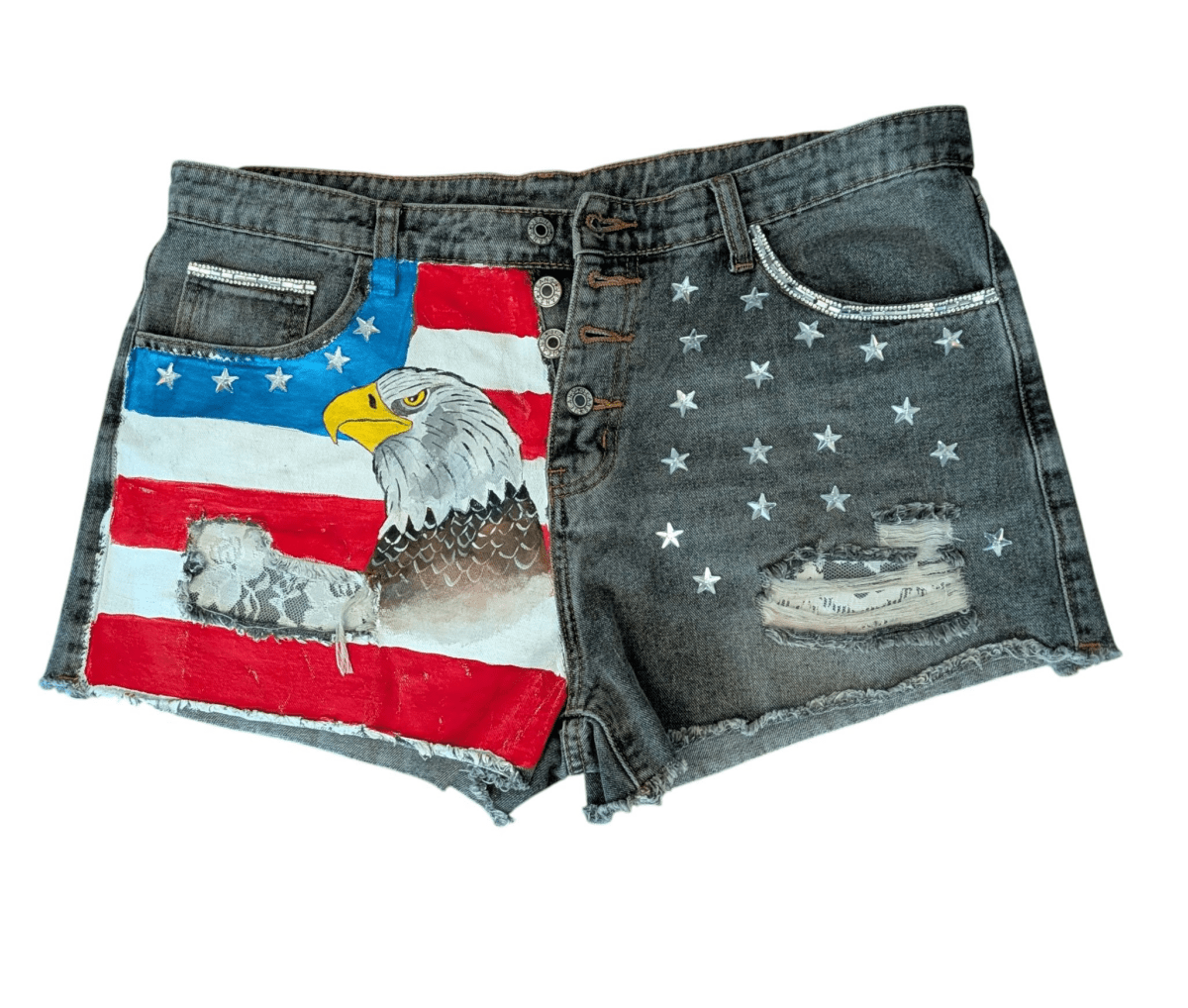 Y2K - Inspired Bald Eagle Shorts - Shorts - ThrowbackBuys - Shiznit